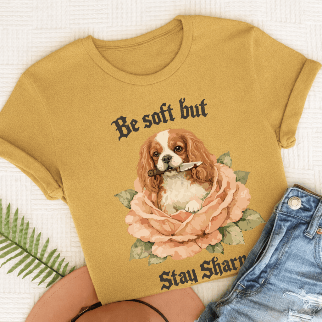 Personalized Cavalier Stay Sharp Unisex TShirt Comfort Colors Mustard
