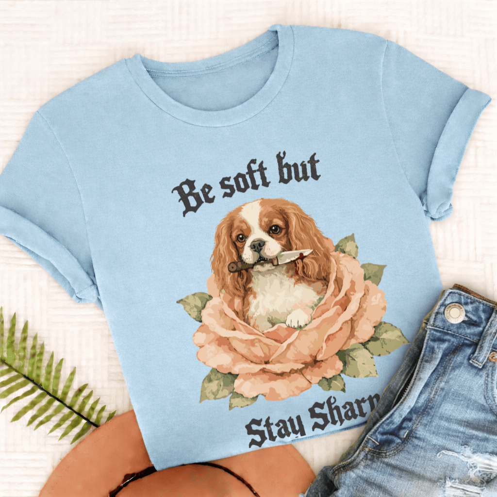 Personalized Cavalier Stay Sharp Unisex TShirt Comfort Colors Chambray