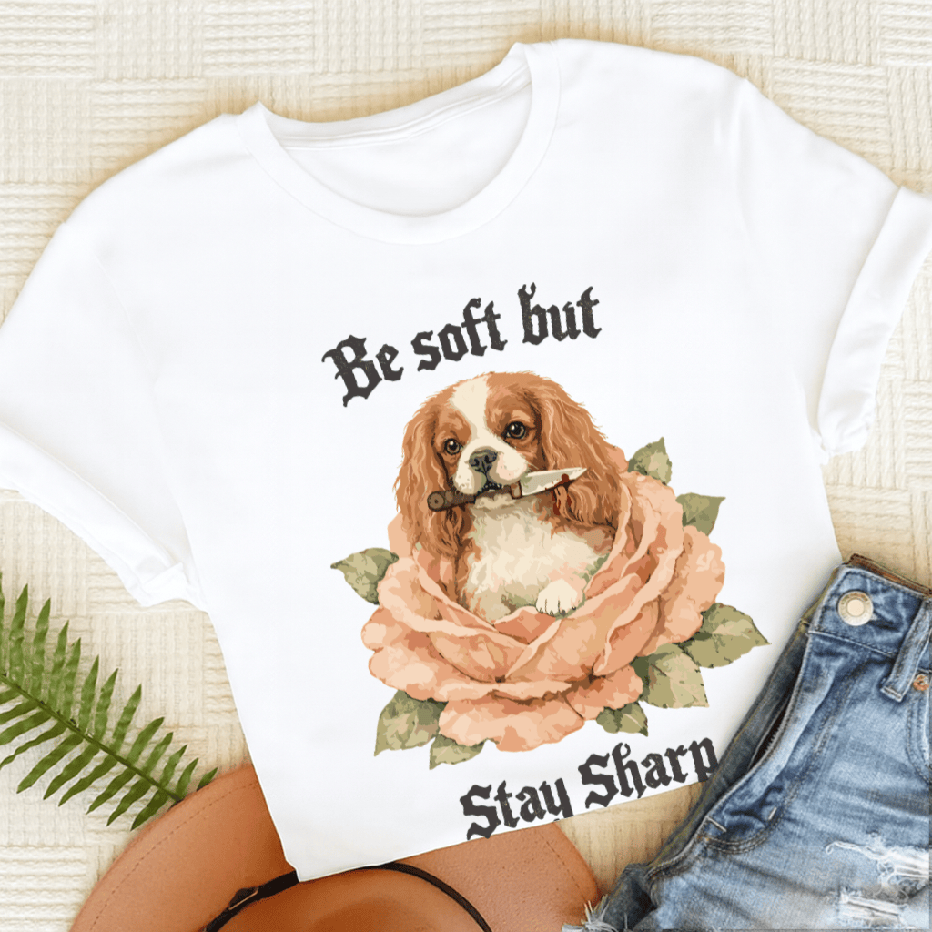 Personalized Cavalier Stay Sharp Unisex TShirt White