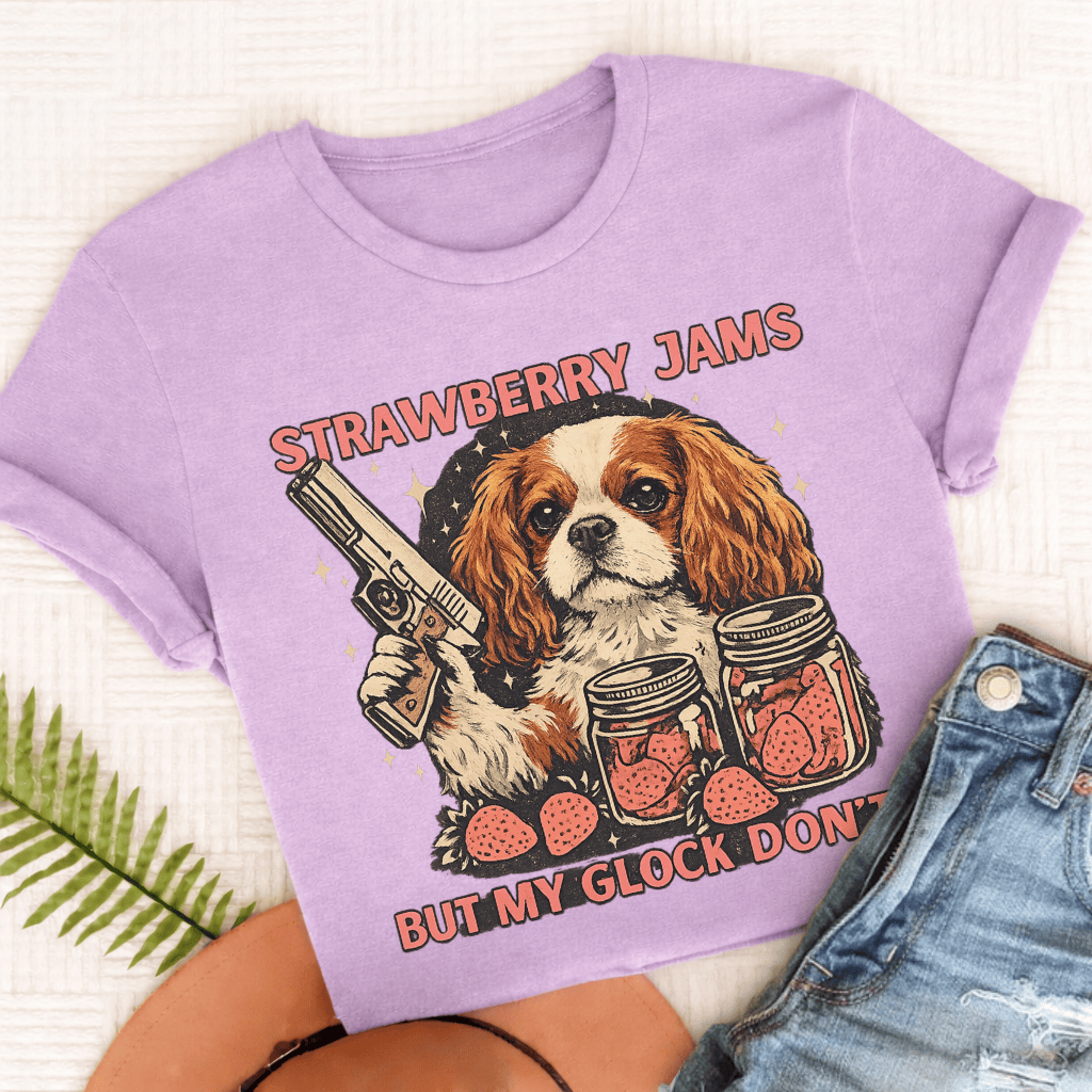 Personalized Cavalier Strawberry Jams Unisex TShirt Comfort Colors Orchid