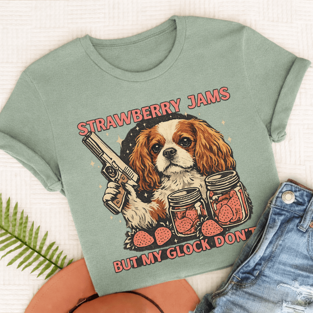 Personalized Cavalier Strawberry Jams Unisex TShirt Comfort Colors Bay