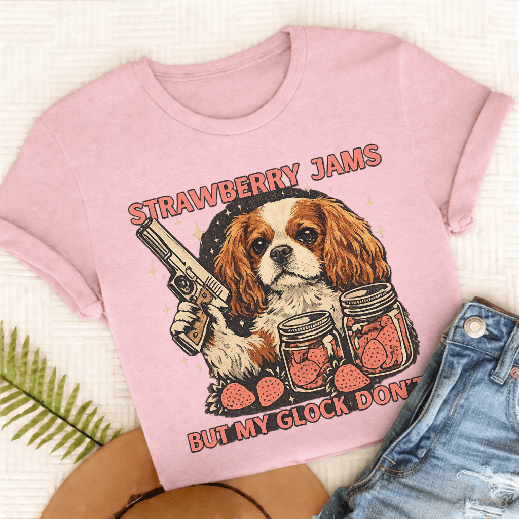 Personalized Cavalier Strawberry Jams Unisex TShirt Comfort Colors Blossom