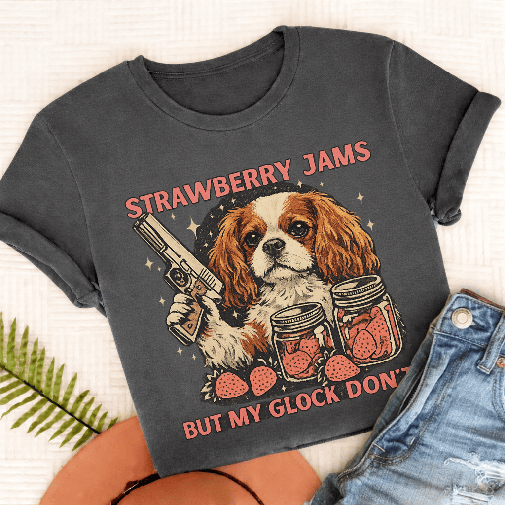 Personalized Cavalier Strawberry Jams Unisex TShirt Comfort Colors Pepper