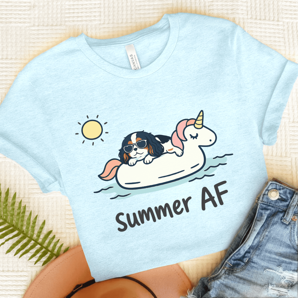 Personalized Cavalier Summer AF Unisex TShirt Heather Ice Blue