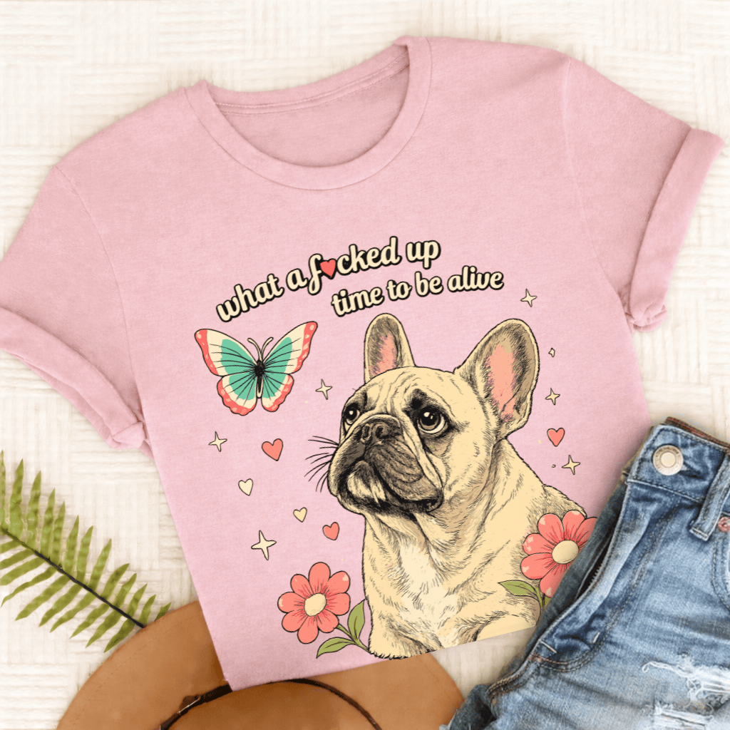 Personalized French Bulldog Crazy Time Unisex TShirt Comfort Colors Blossom