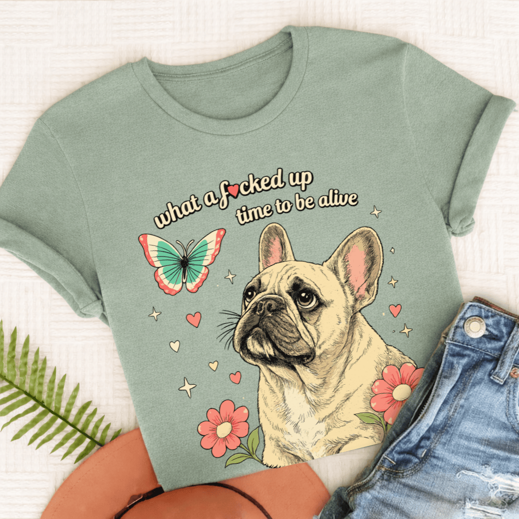 Personalized French Bulldog Crazy Time Unisex TShirt Comfort Colors Bay