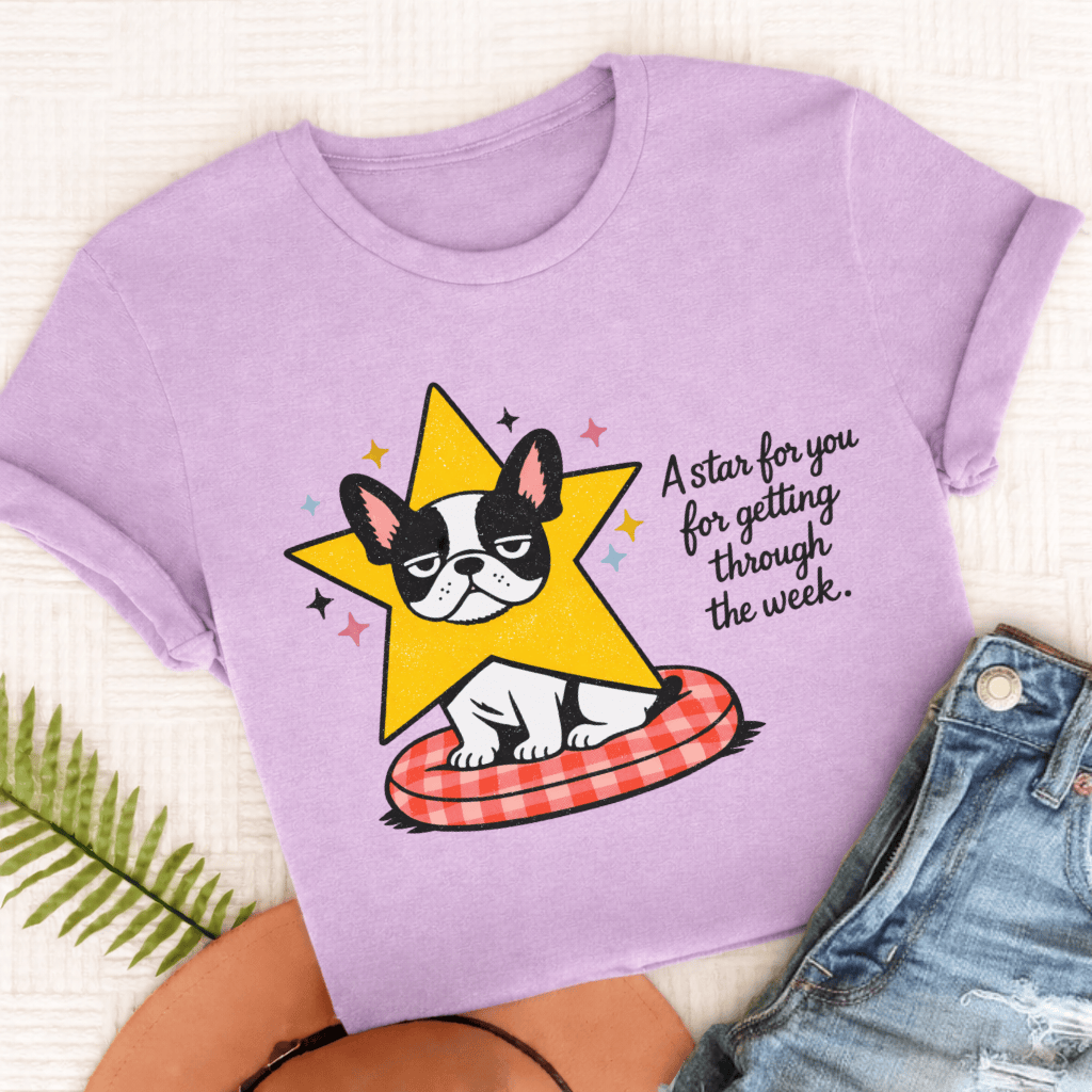 Personalized French Bulldog Star for You Unisex TShirt Comfort Colors Orchid
