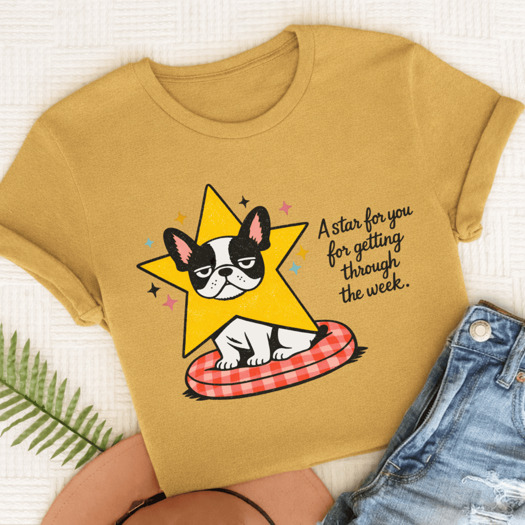 Personalized French Bulldog Star for You Unisex TShirt Comfort Colors Mustard