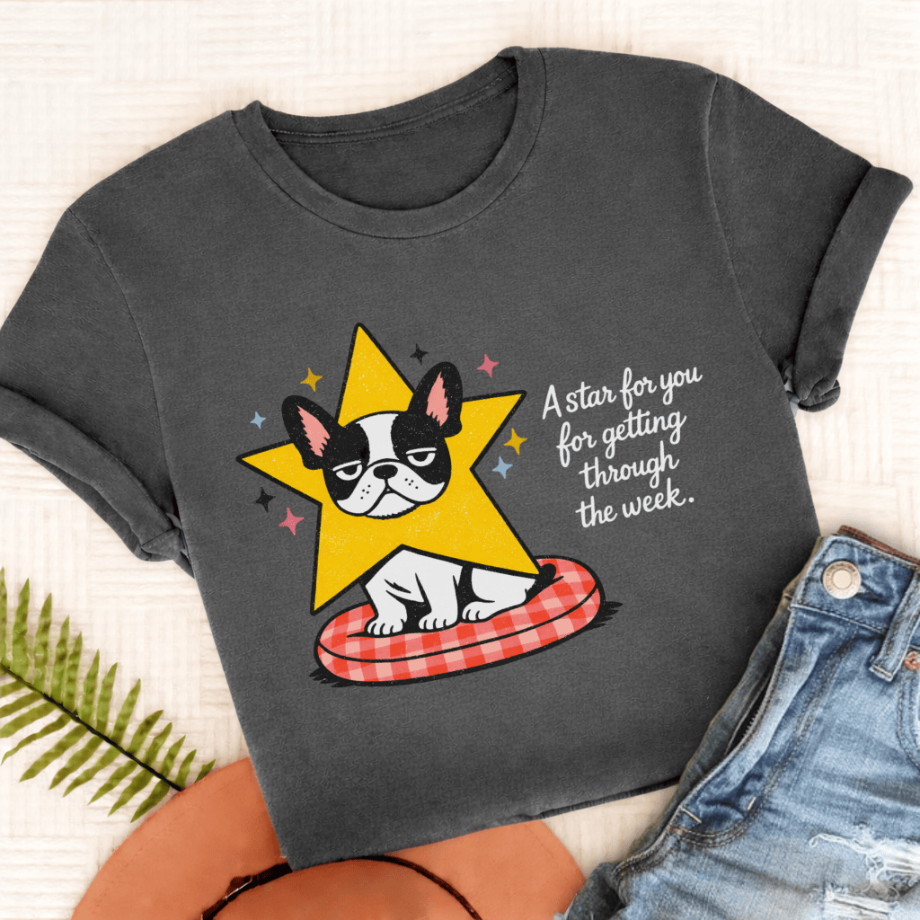 Personalized French Bulldog Star for You Unisex TShirt Comfort Colors Pepper