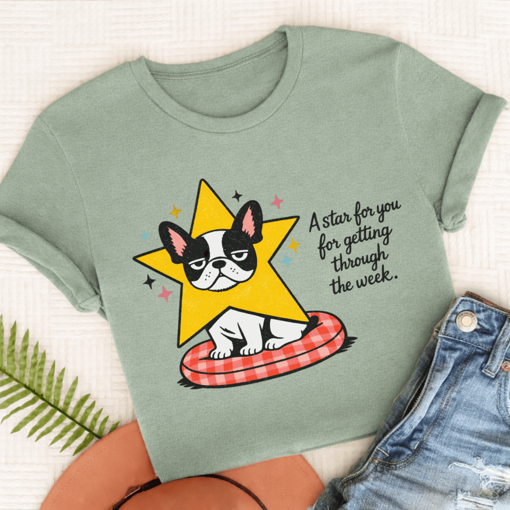 Personalized French Bulldog Star for You Unisex TShirt Comfort Colors Bay