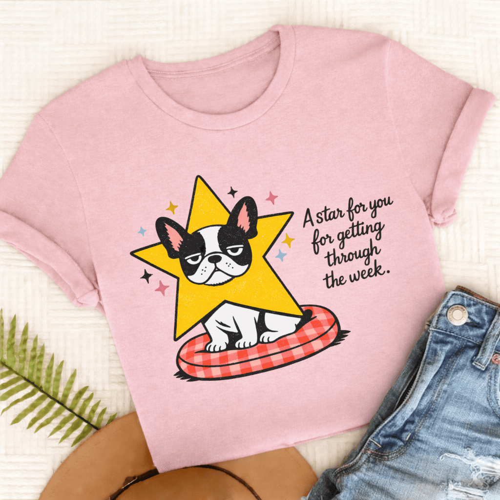 Personalized French Bulldog Star for You Unisex TShirt Comfort Colors Blossom