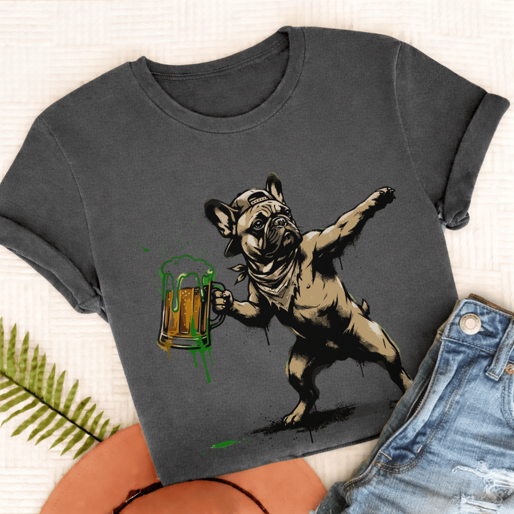 Personalized Frenchie Beer Launch Unisex TShirt Comfort Colors Pepper