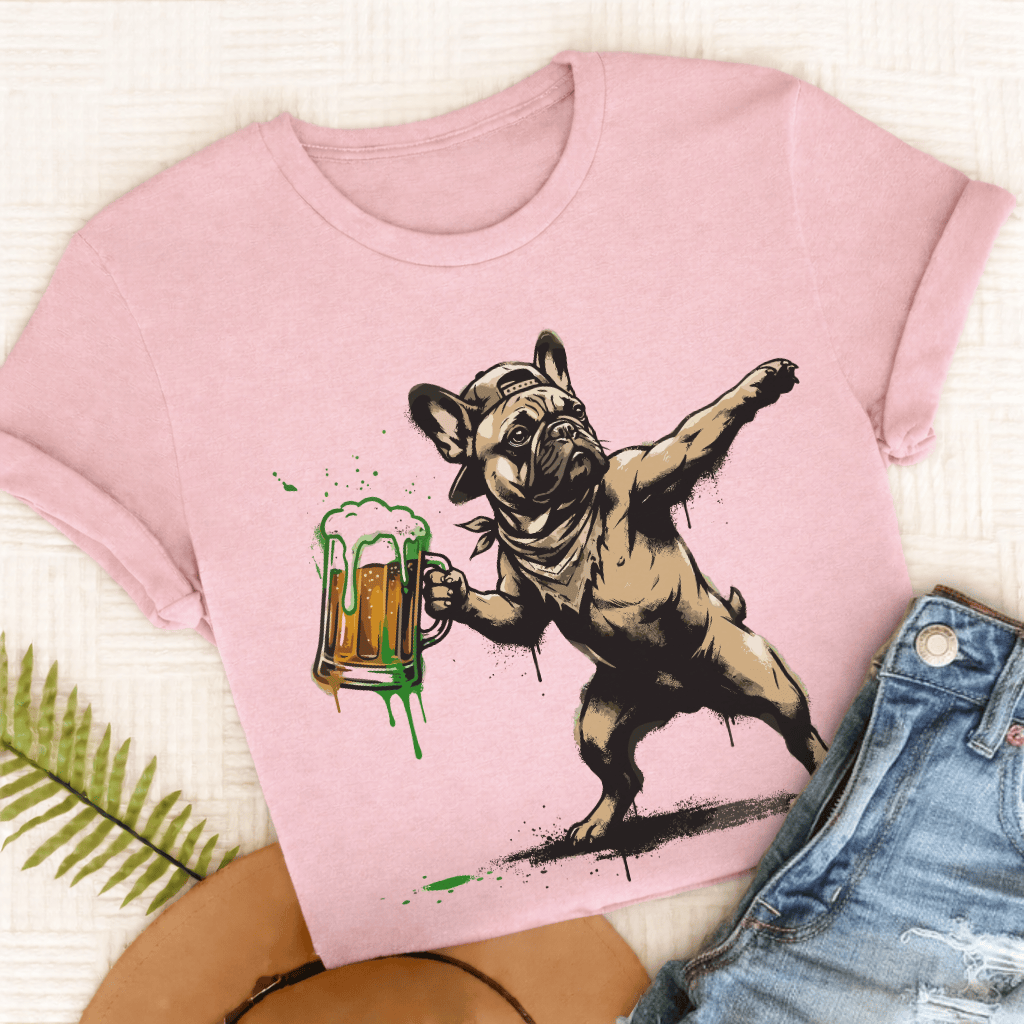 Personalized Frenchie Beer Launch Unisex TShirt Comfort colors Blossom