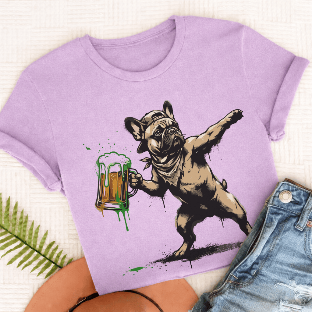Personalized Frenchie Beer Launch Unisex TShirt Comfort Colors Orchid