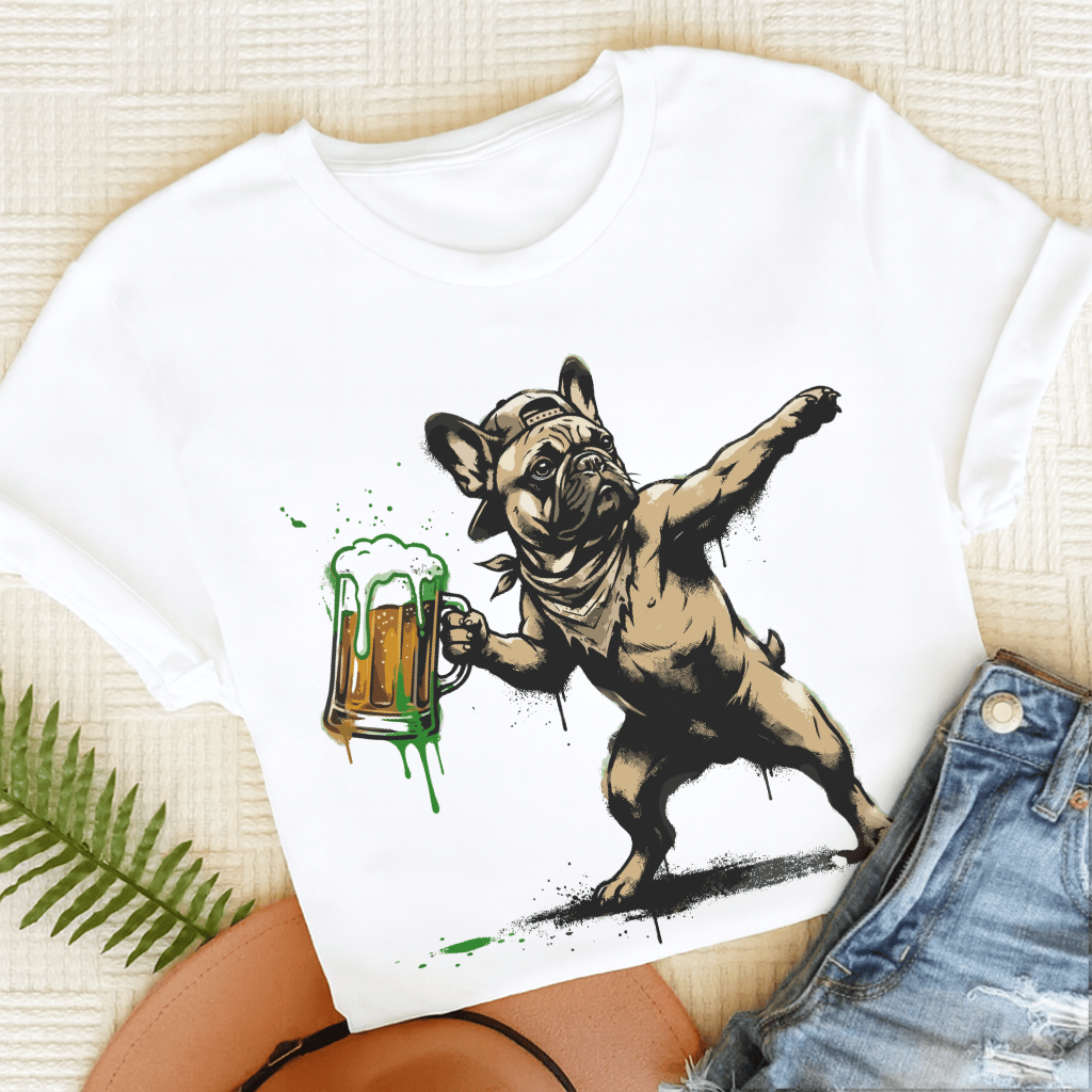 Personalized Frenchie Beer Launch Unisex TShirt White