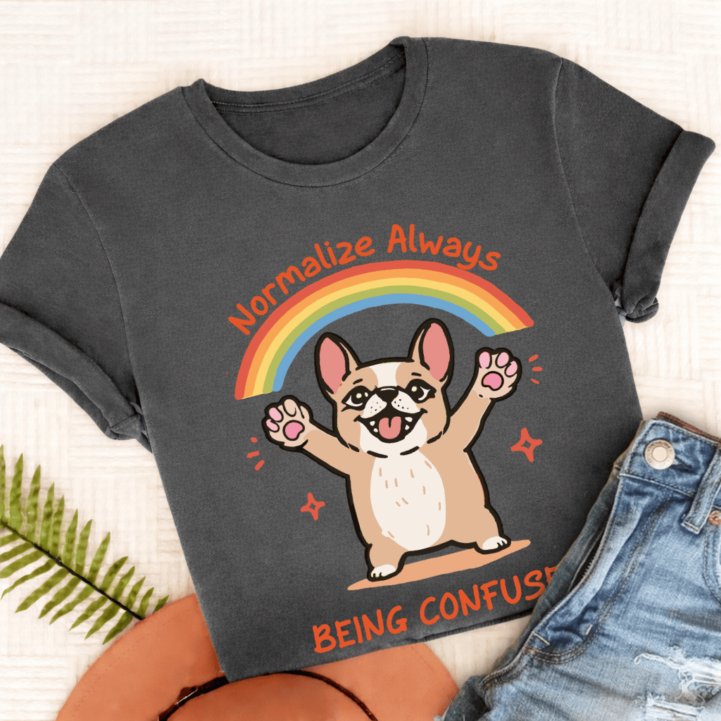 Personalized Frenchie Being Confused Unisex TShirt Comfort Colors Pepper