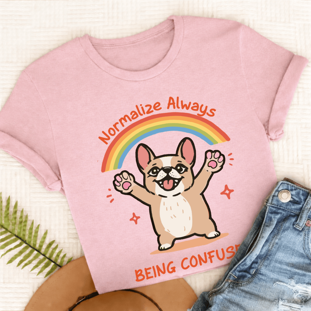 Personalized Frenchie Being Confused Unisex TShirt Comfort Colors Blossom