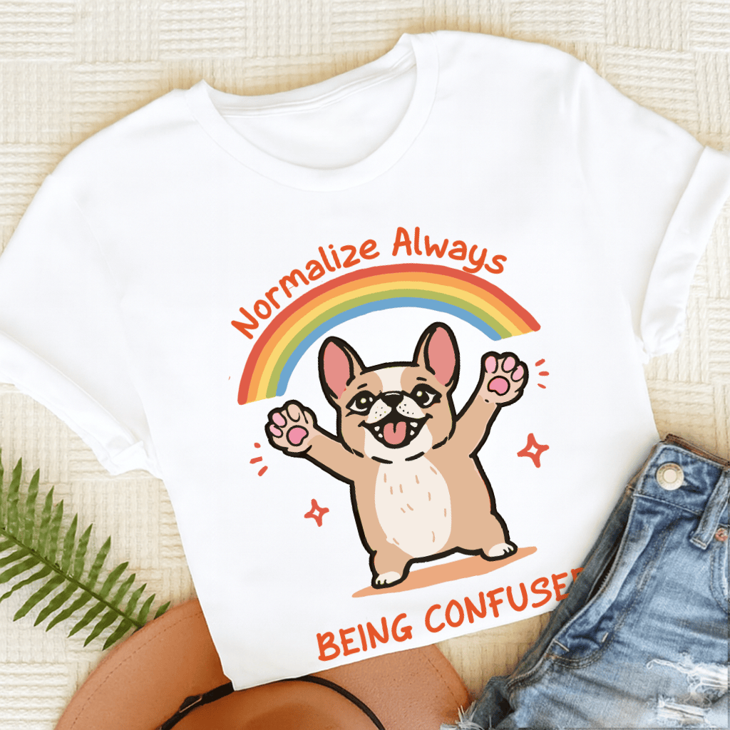 Personalized Frenchie Being Confused Unisex TShirt White