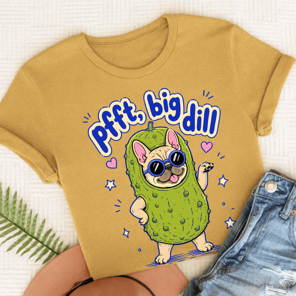 Personalized Frenchie Big Dill Unisex TShirt Comfort Colors Mustard