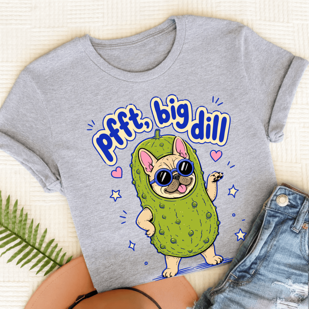 Personalized Frenchie Big Dill Unisex TShirt Sport Grey