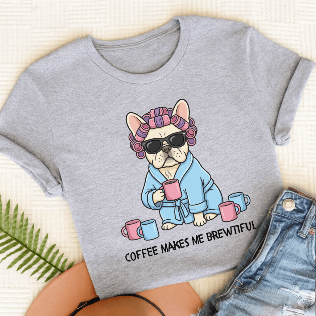 Personalized Frenchie Brewtiful Coffee Unisex TShirt Sport Grey