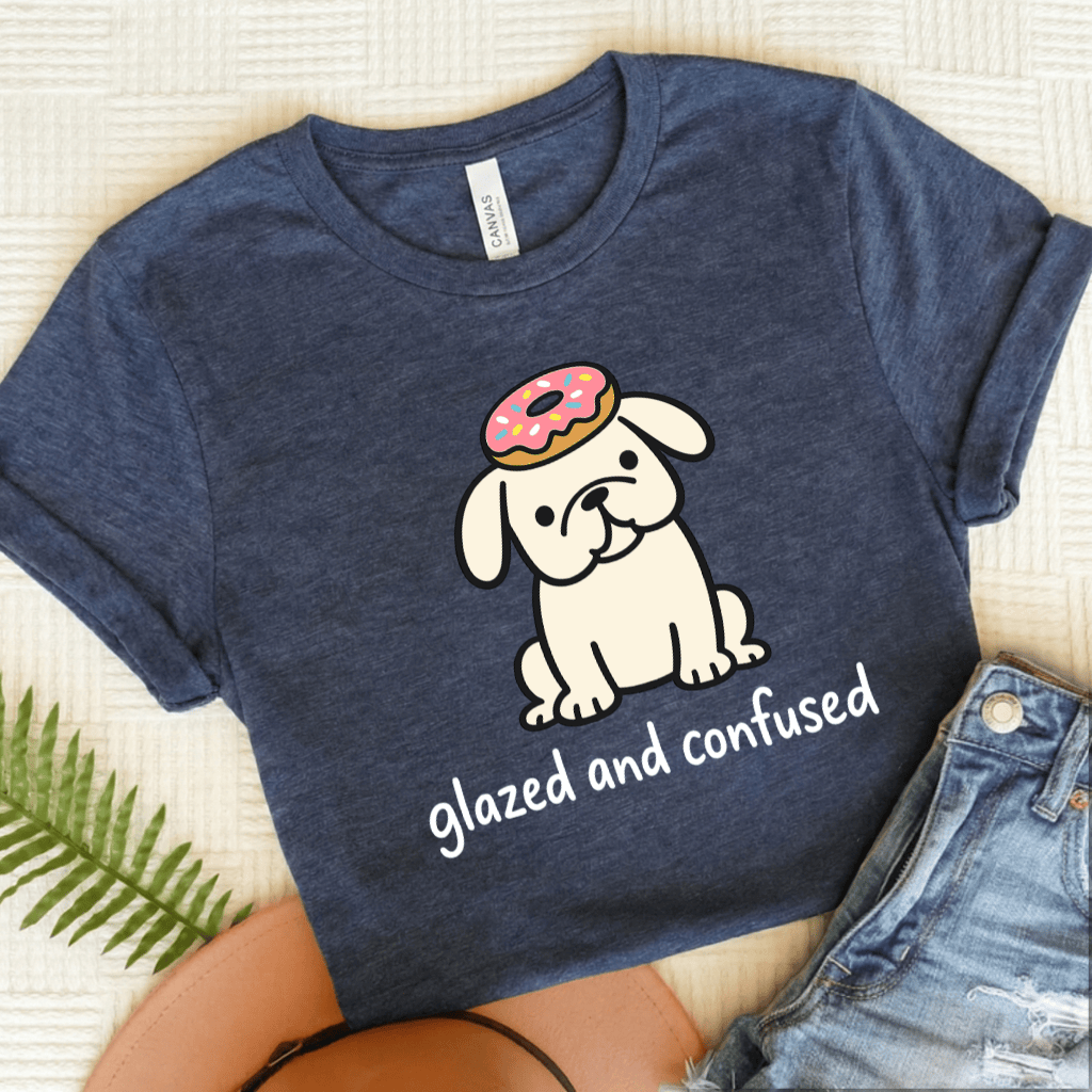 Personalized Frenchie Classified Donut Unisex Tshirt Heather Navy