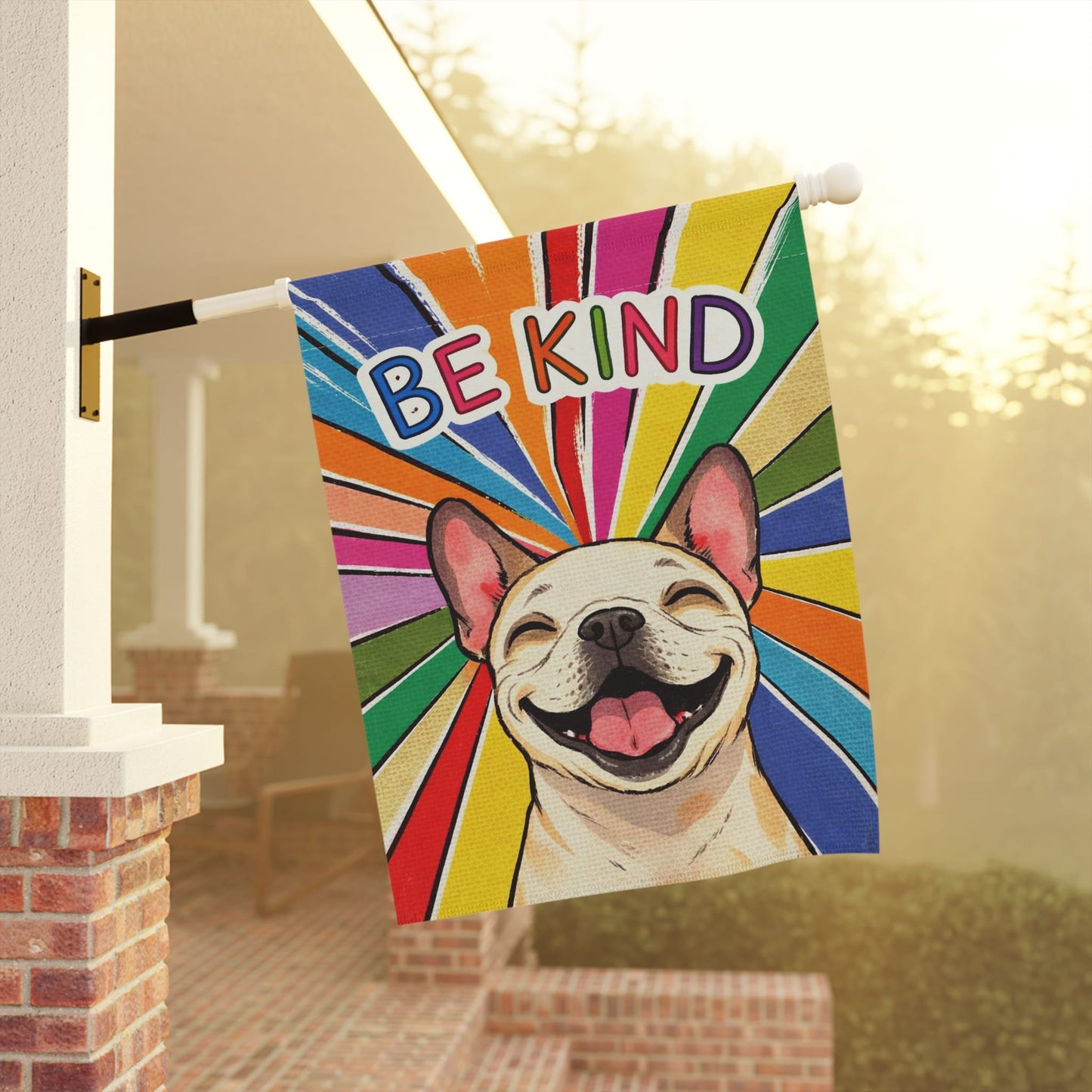 Personalized Frenchie Colorful Be Kind Yard Flag