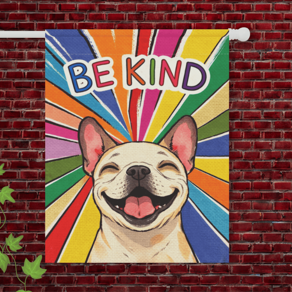 Personalized Frenchie Colorful Be Kind Yard Flag 24.5'' × 32''