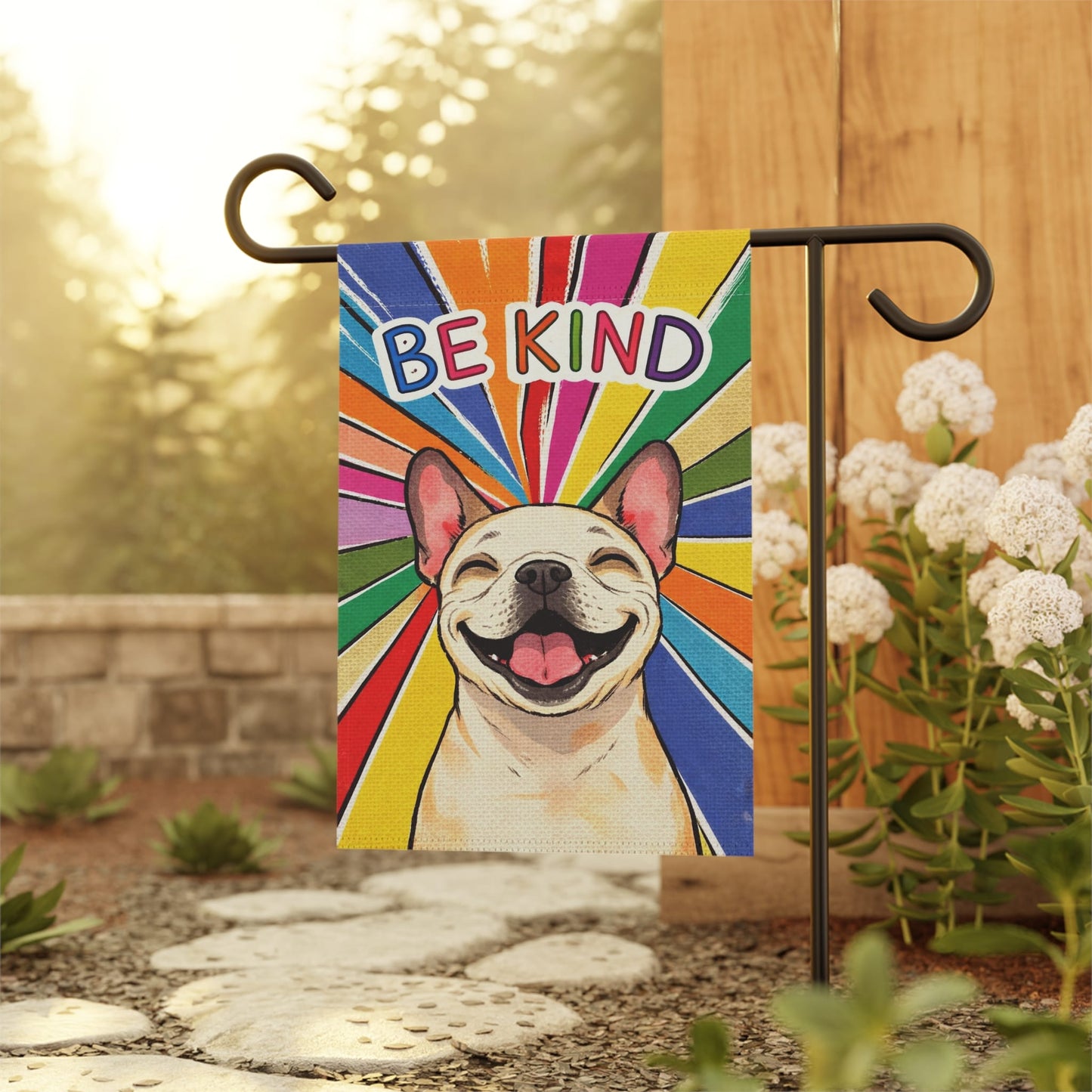 Personalized Frenchie Colorful Be Kind Yard Flag