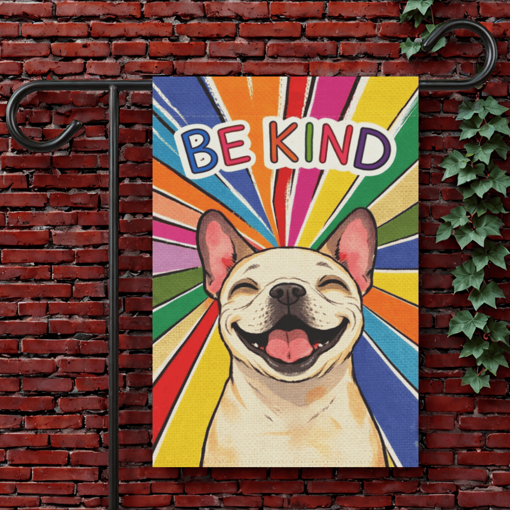 Personalized Frenchie Colorful Be Kind Yard Flag 12'' × 18''