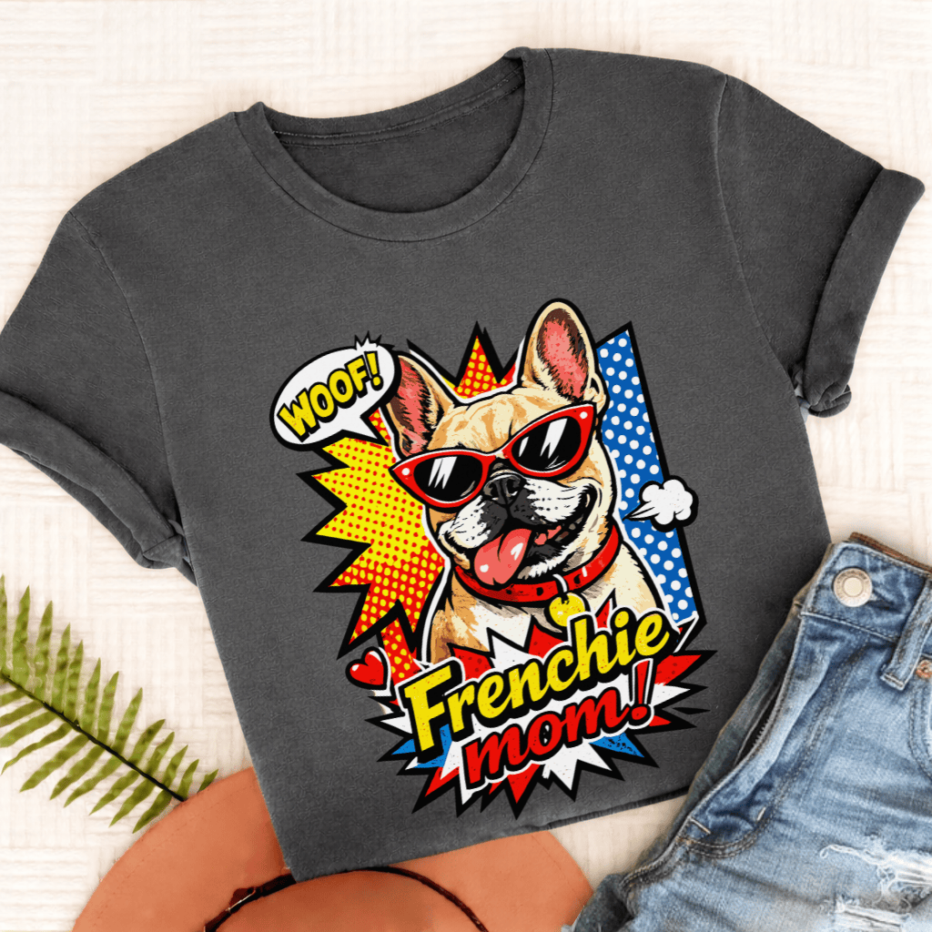 Personalized Frenchie Comic Book Mom Unisex TShirt Comfort Colors Pepper