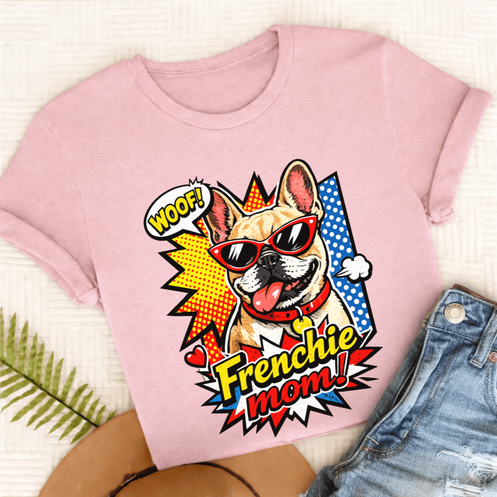 Personalized Frenchie Comic Book Mom Unisex TShirt Comfort Colors Blossom