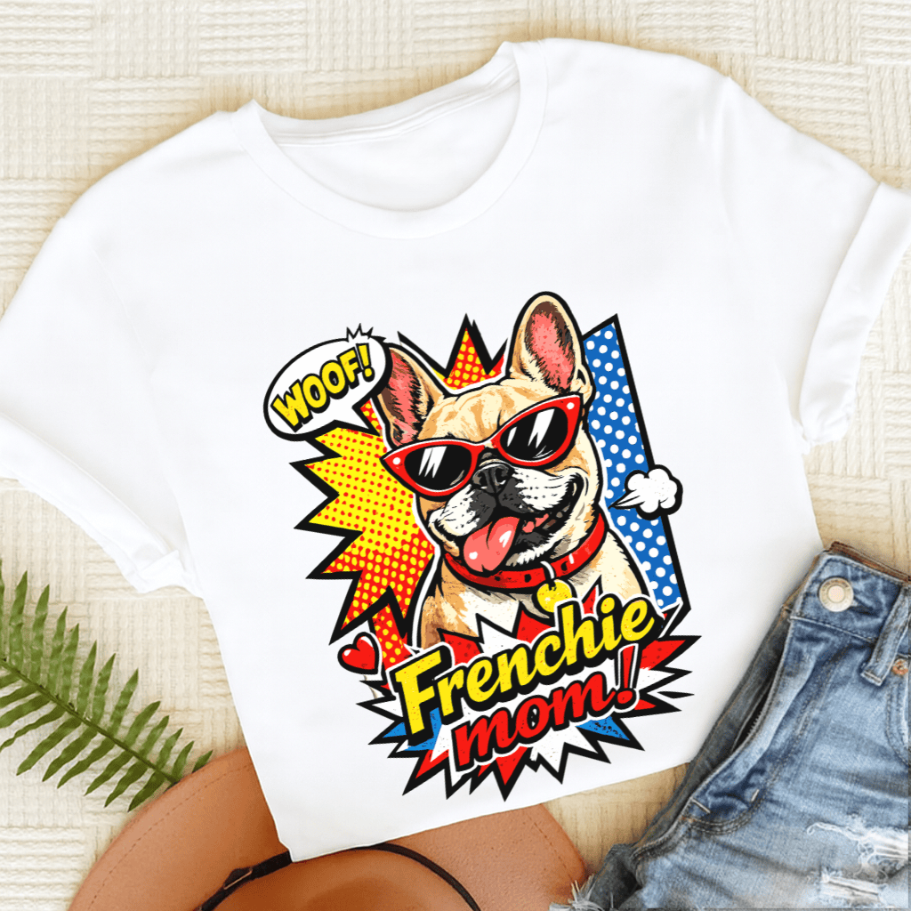 Personalized Frenchie Comic Book Mom Unisex TShirt White