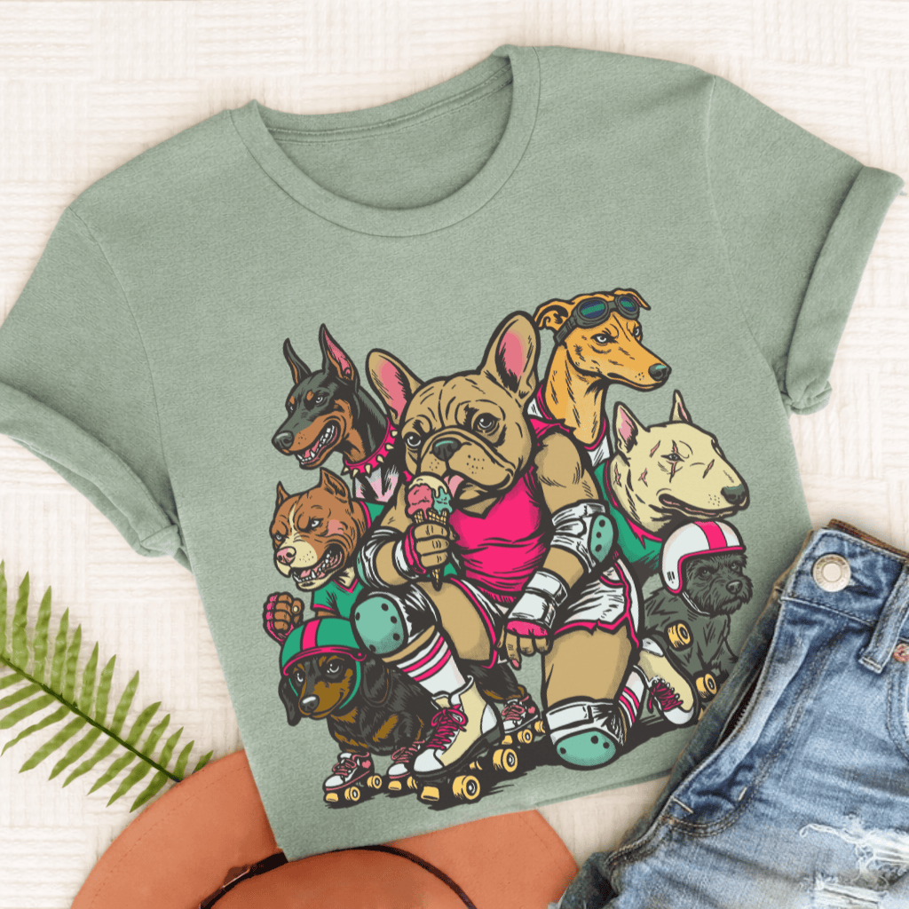 Personalized Frenchie Derby Dogs Unisex TShirt Comfort Colors Bay