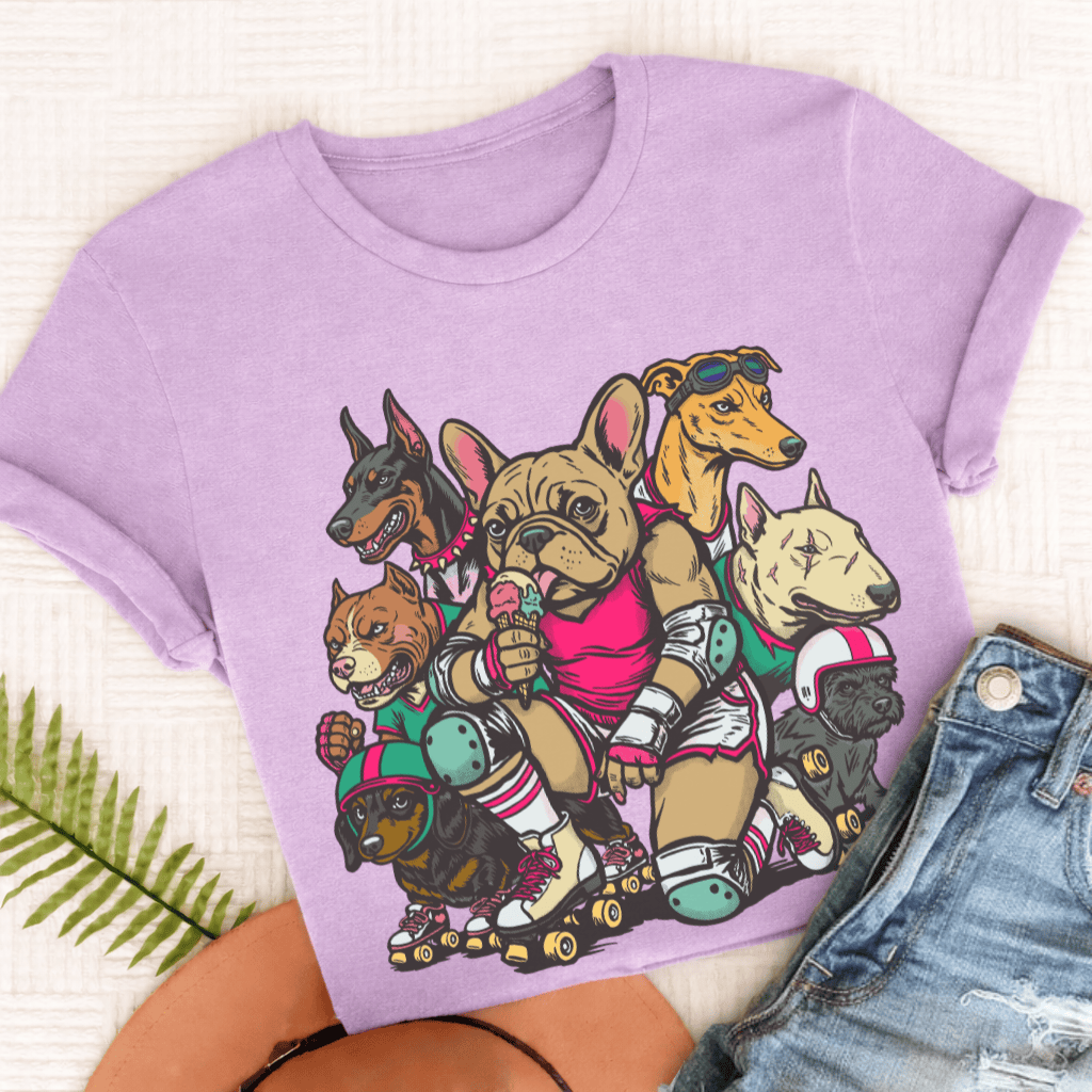 Personalized Frenchie Derby Dogs Unisex TShirt Comfort Colors Orchid