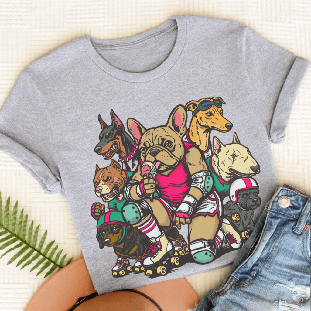 Personalized Frenchie Derby Dogs Unisex TShirt Sport Grey