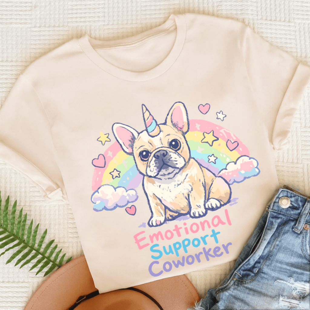 Personalized Frenchie Emotional Coworker Unisex TShirt Natural