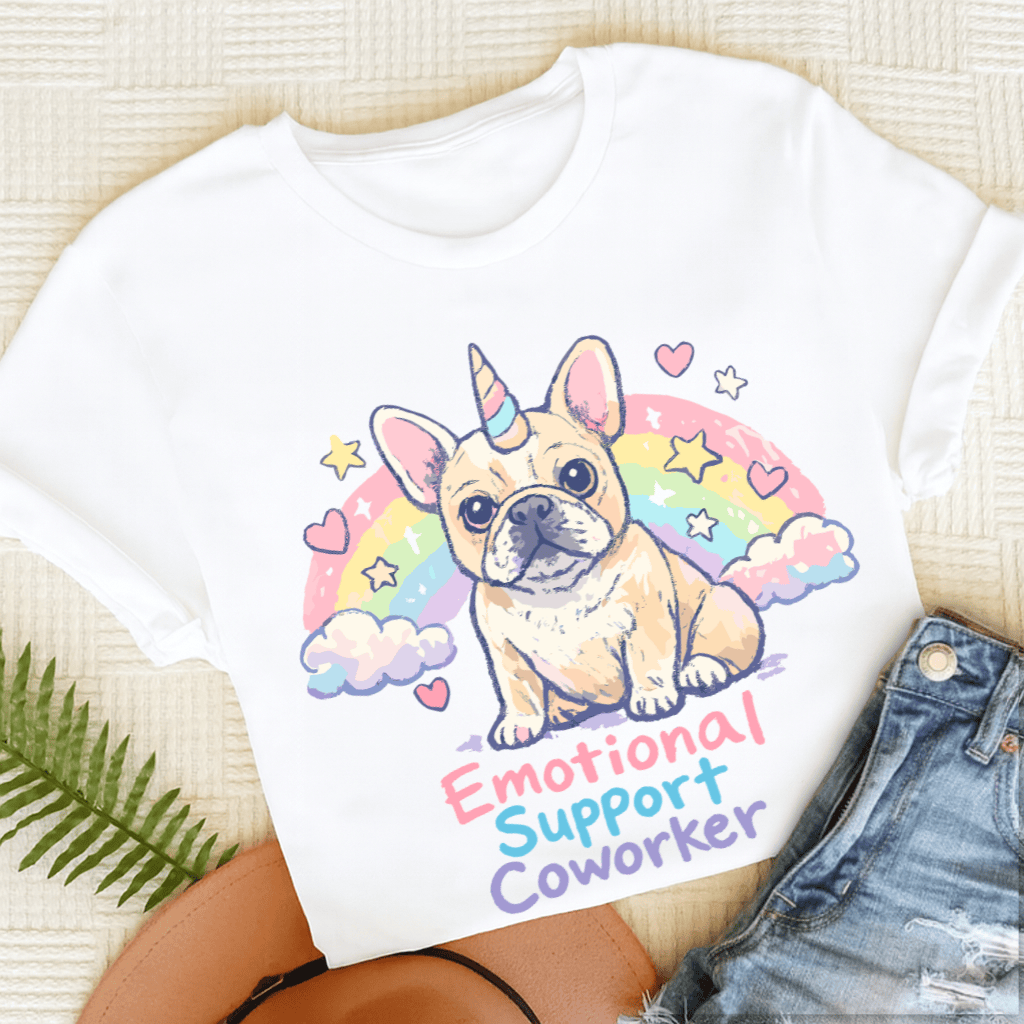 Personalized Frenchie Emotional Coworker Unisex TShirt White