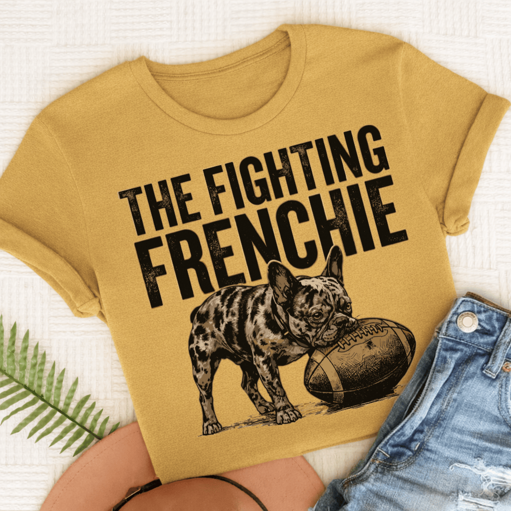 Personalized Frenchie Football Unisex TShirt Comfort Colors Mustard