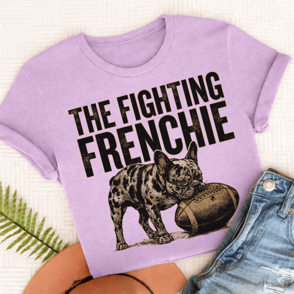 Personalized Frenchie Football Unisex TShirt Comfort Colors Orchid