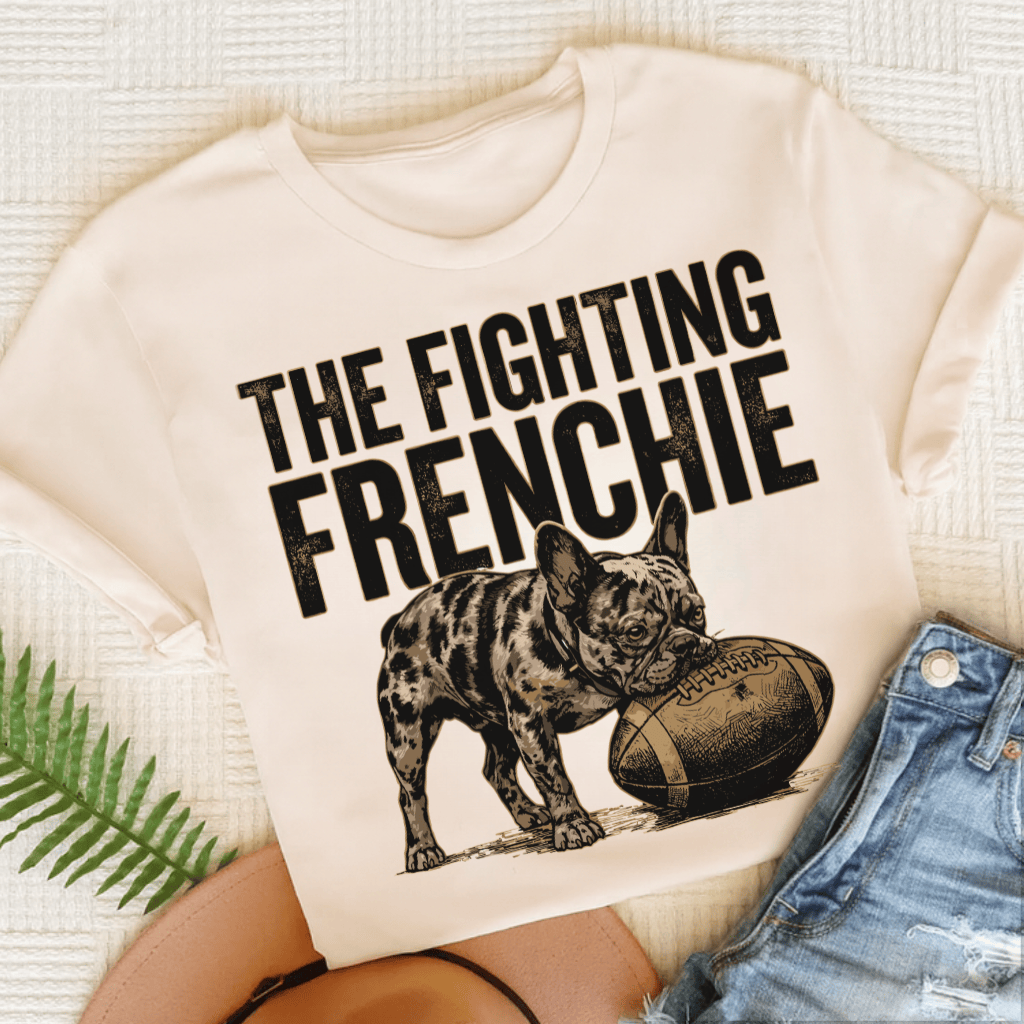 Personalized Frenchie Football Unisex TShirt Natural