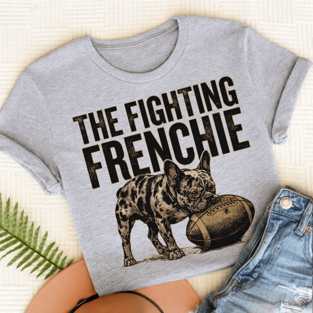 Personalized Frenchie Football Unisex TShirt Sport Grey