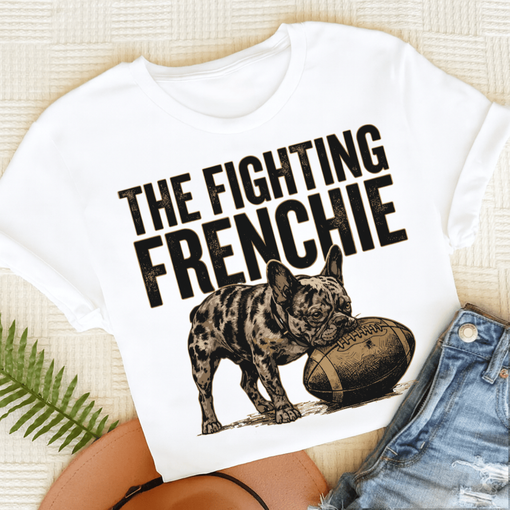 Personalized Frenchie Football Unisex TShirt White