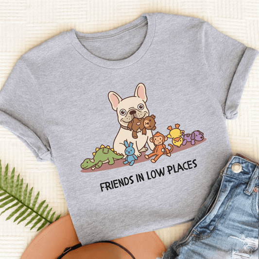 Personalized Frenchie Friends Low Places Unisex TShirt Sport Grey