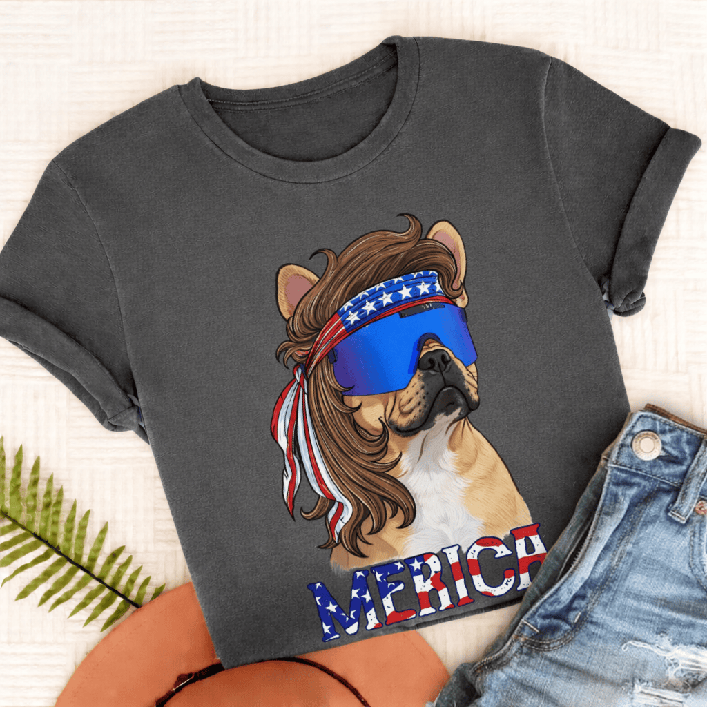 Personalized Frenchie Funny Merica Unisex Tshirt Comfort Colors Pepper