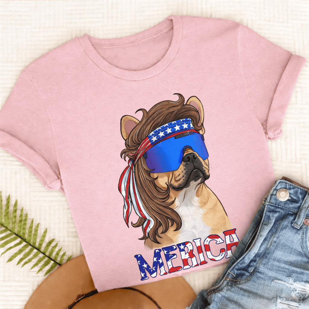Personalized Frenchie Funny Merica Unisex Tshirt Comfort Colors Blossom