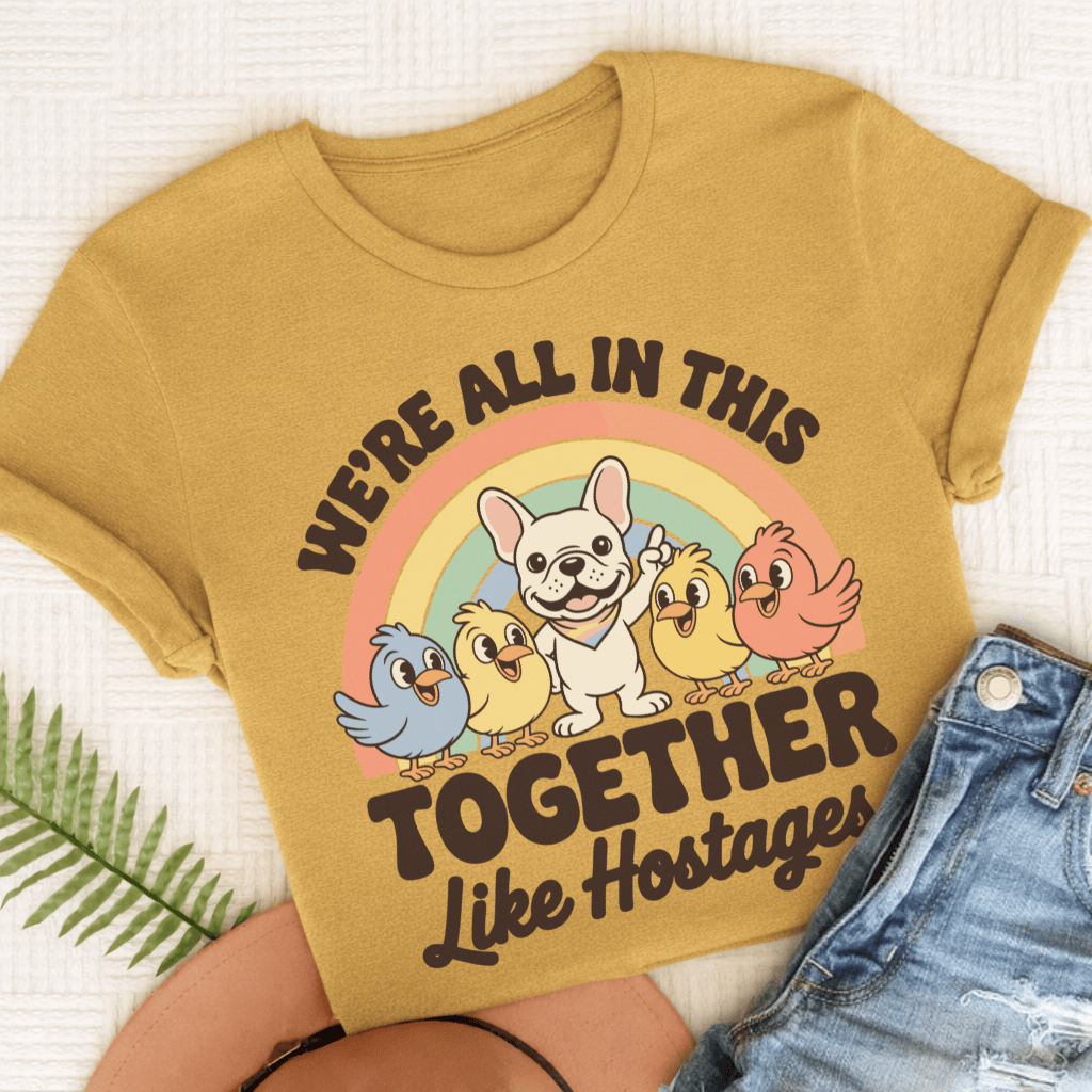 Personalized Frenchie Hostage Situation Unisex TShirt Comfort Colors Mustard
