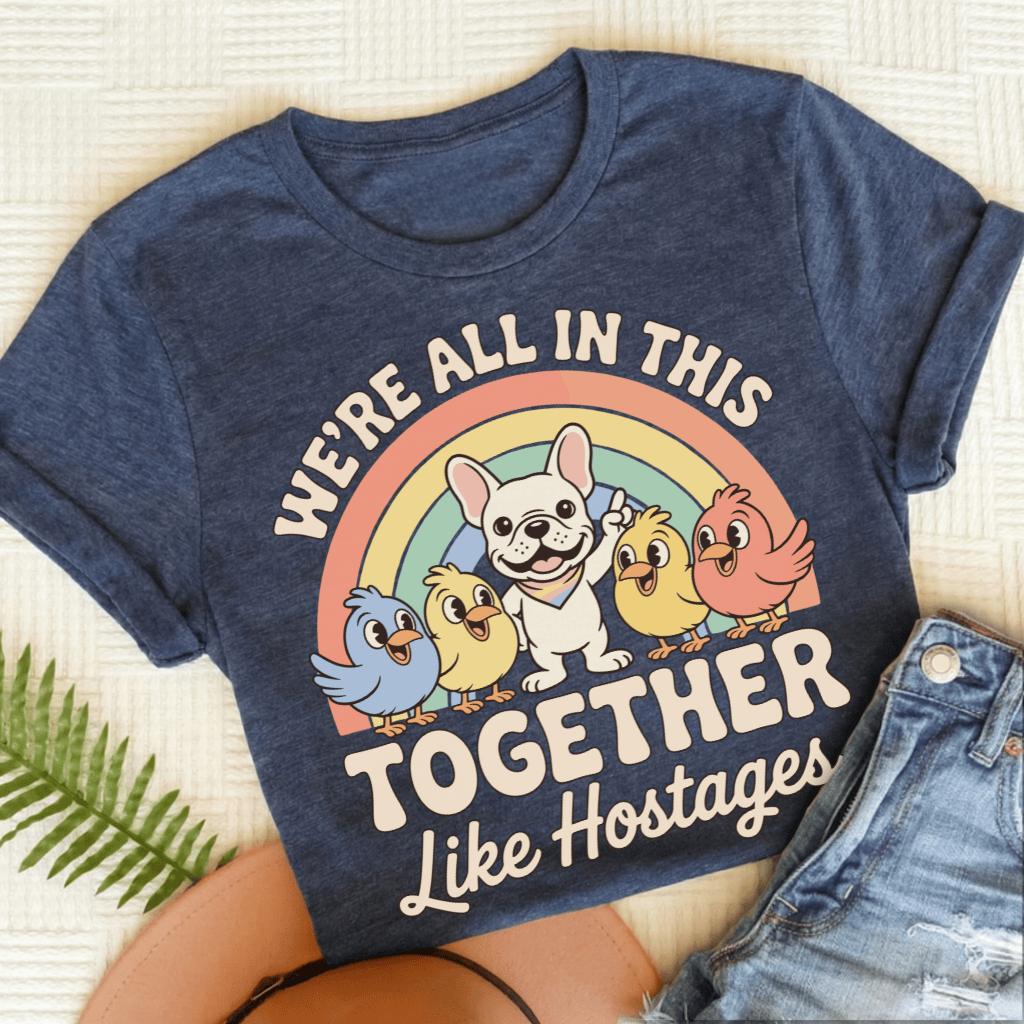 Personalized Frenchie Hostage Situation Unisex TShirt Heather Navy