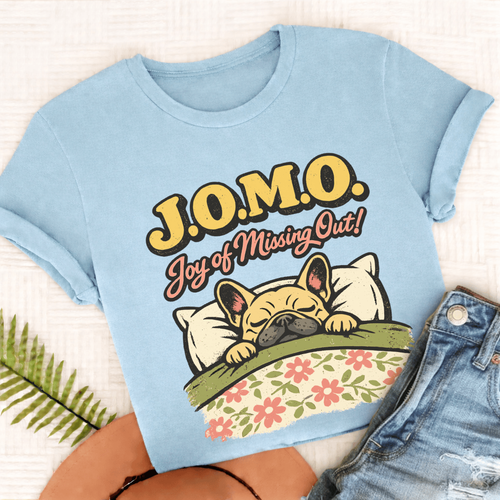 Personalized Frenchie JOMO Unisex TShirt Comfort Colors Chambray