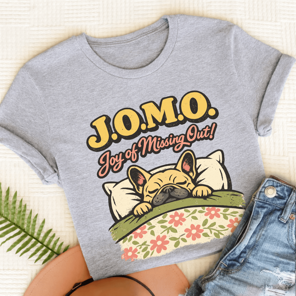 Personalized Frenchie JOMO Unisex TShirt Sport Grey